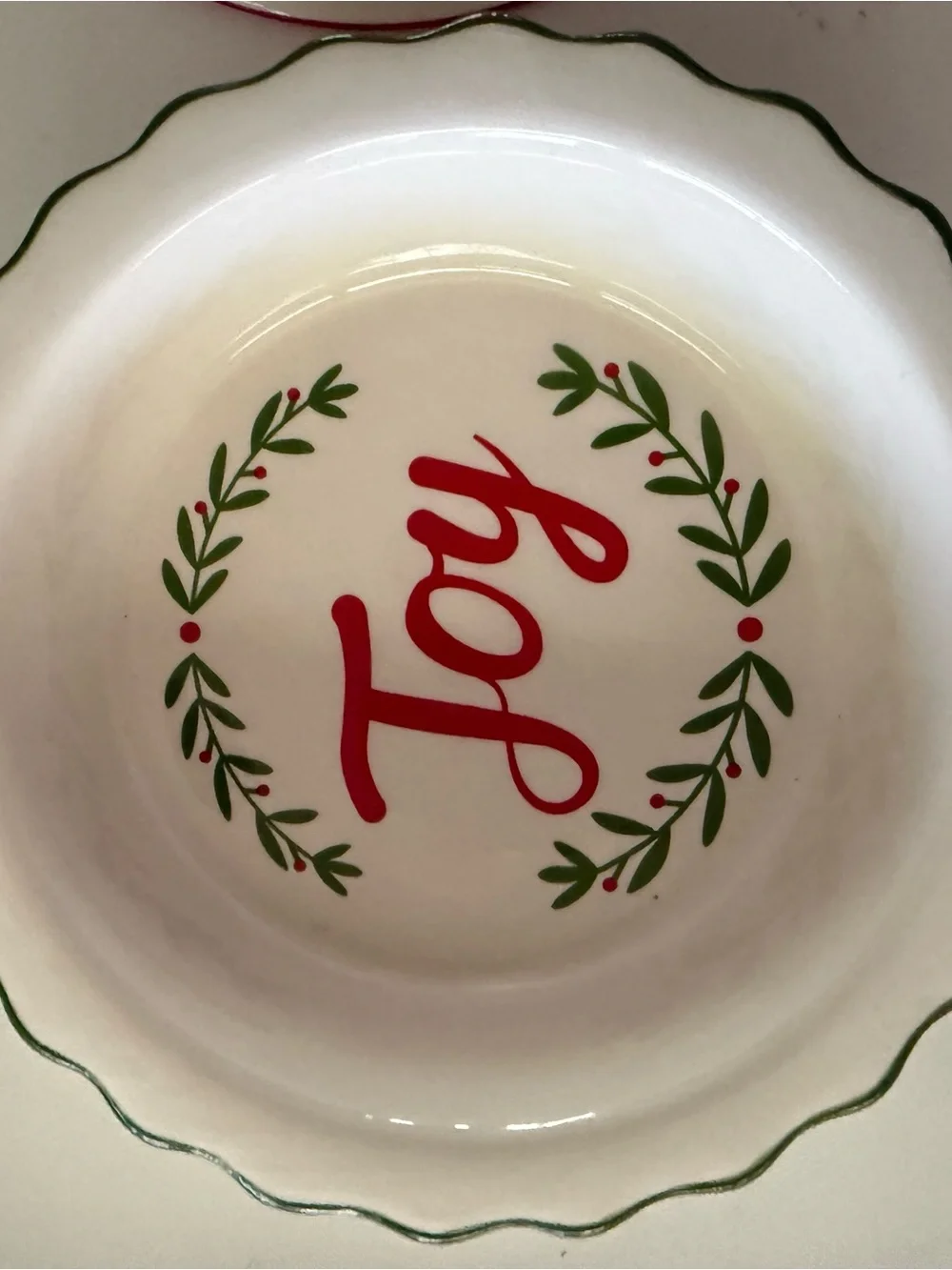 Holiday Ceramic Bowls and Trinket Dish - Red, Green, Cream